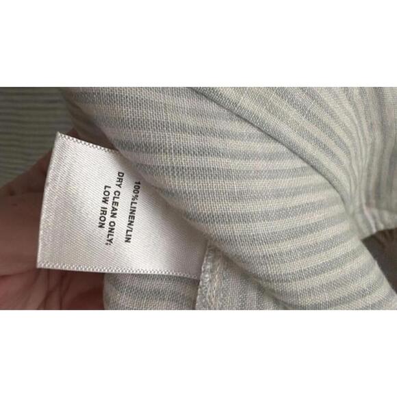 Lafayette 148 New York 100% Linen striped button up blouse size Large - Picture 6 of 9